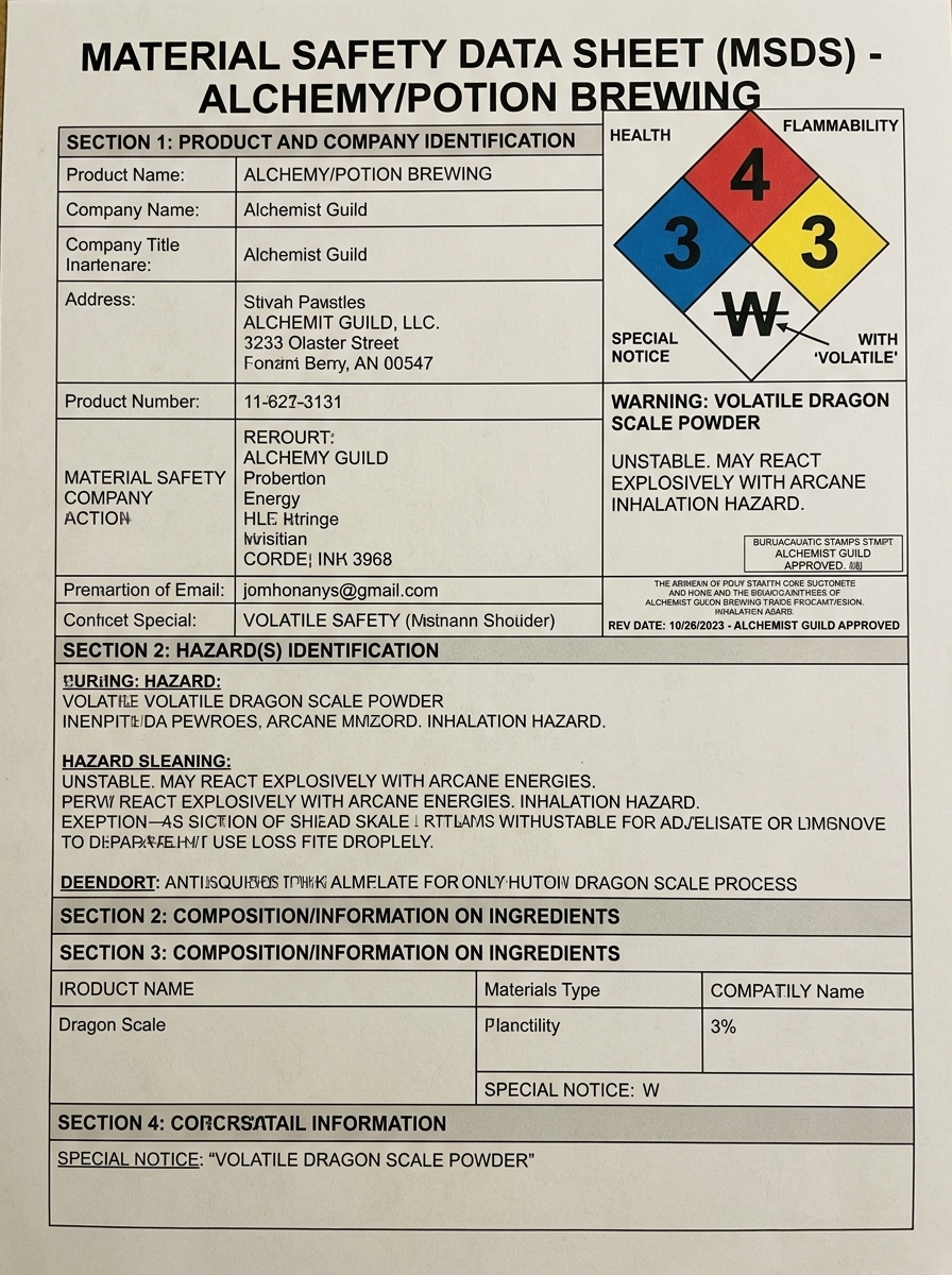 MSDS (Material Safety Data Sheet)